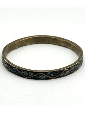 Vintage turquoise stone inlay bangle bracelet